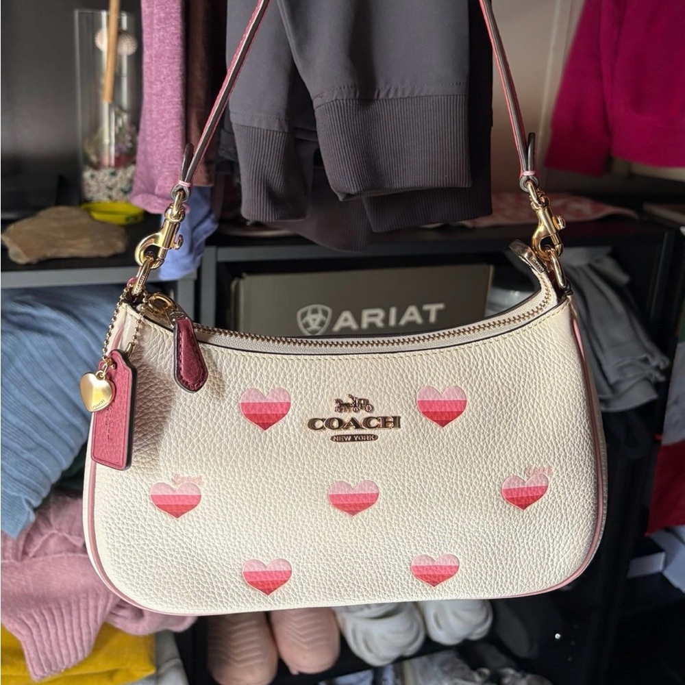 Used Coach Teri Shoulderbag with Heart Print